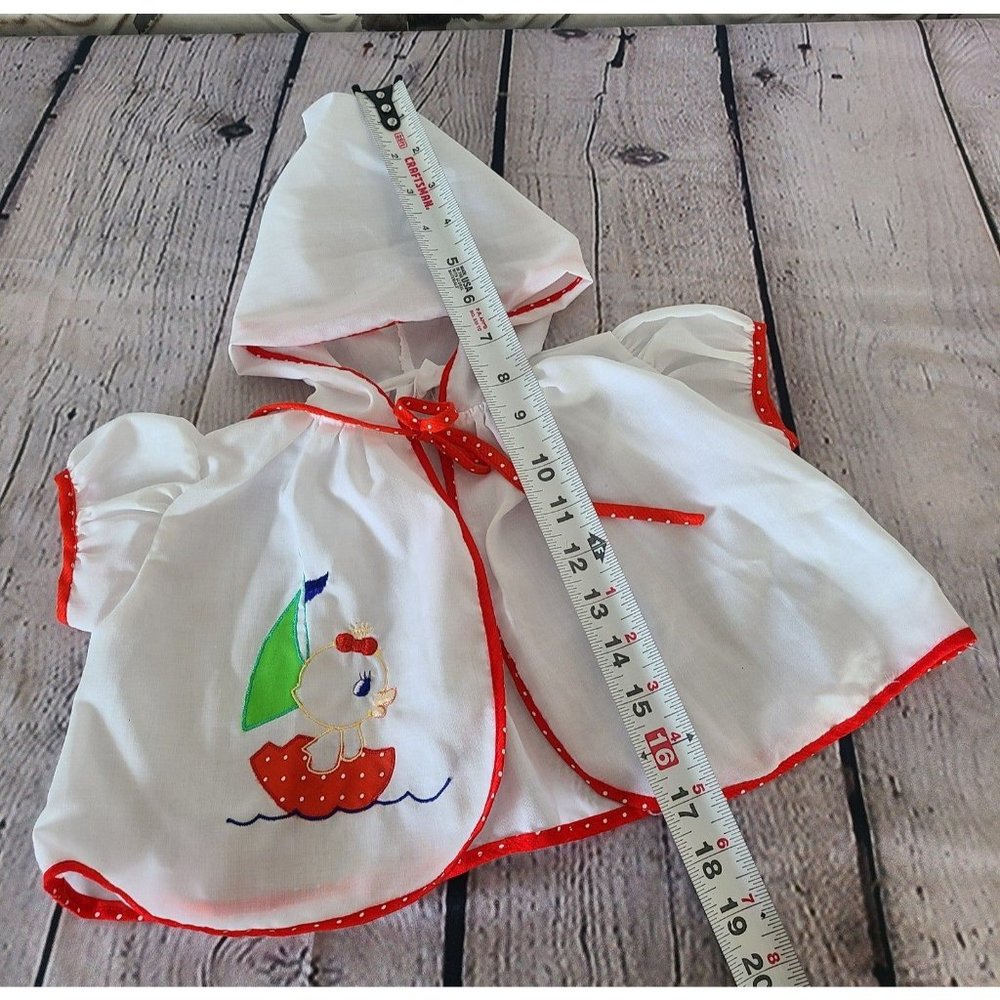 Vintage Infant Baby Light Jacket Hood Embroidered Duck - Picture 3 of 5